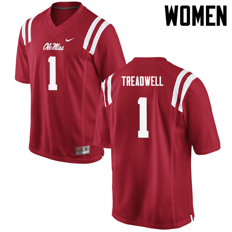 Women Ole Miss Rebels #1 Laquon Treadwell College Football Jerseys-Red